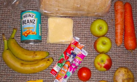 A photo of a sub-standard free school meal parcel