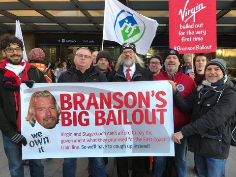 Branson's Big Bailout protest Branson's Big Bailout protest