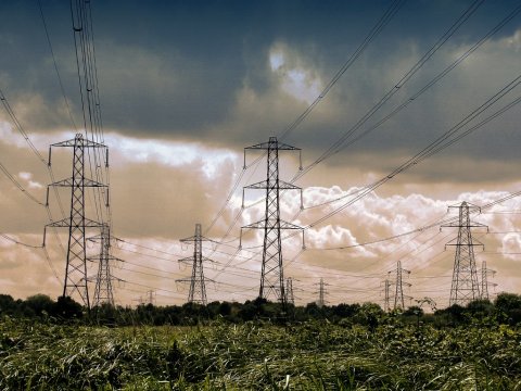Energy pylons in a field