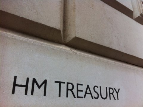 Image of HM Treasury signage on building