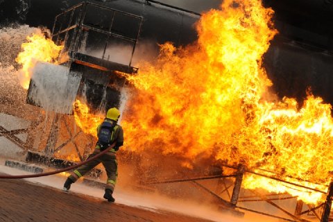 Firefighting training at an MoD site