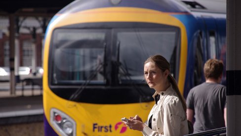 Woman on railway platform Woman on railway platform