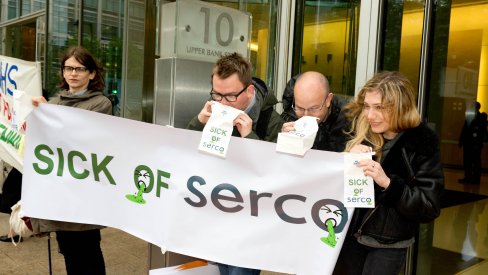 Photo of 'Sick of Serco' protest