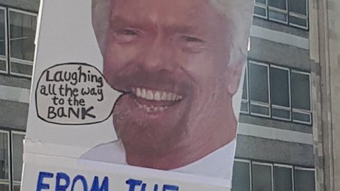 Protect our NHS placard with Branson