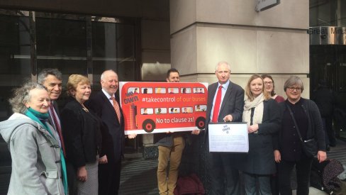 Bus petition hand-in at the Department for Transport