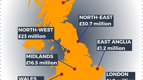 Map showing money going to shareholders from different regions Map showing money going to shareholders from different regions