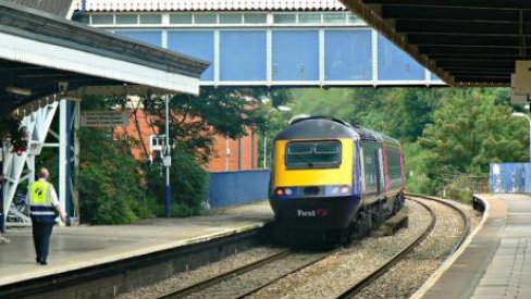 Train pulling into a station