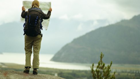 Person with OS map