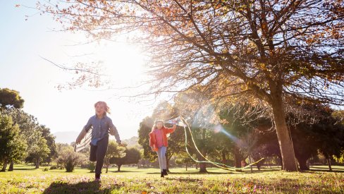 Children play in a park
